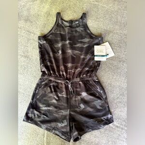 Athleta Girl On the Go Romper Black Camo
